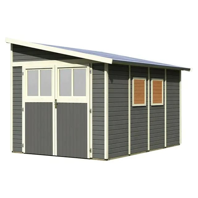 Gartenhaus Holz BOMLITZ 4 238 x 355 m 19 mm Anbauschuppen Terragrau