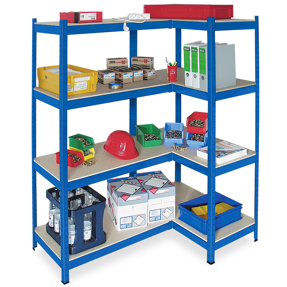 Brb Fachbodeneckregal Für Schwere Lasten, Stecksystem, Links, 4 Ebenen, Tragkraft 265 Kg/boden, Bxtxh 900/1300 X 400 X 1800 Mm