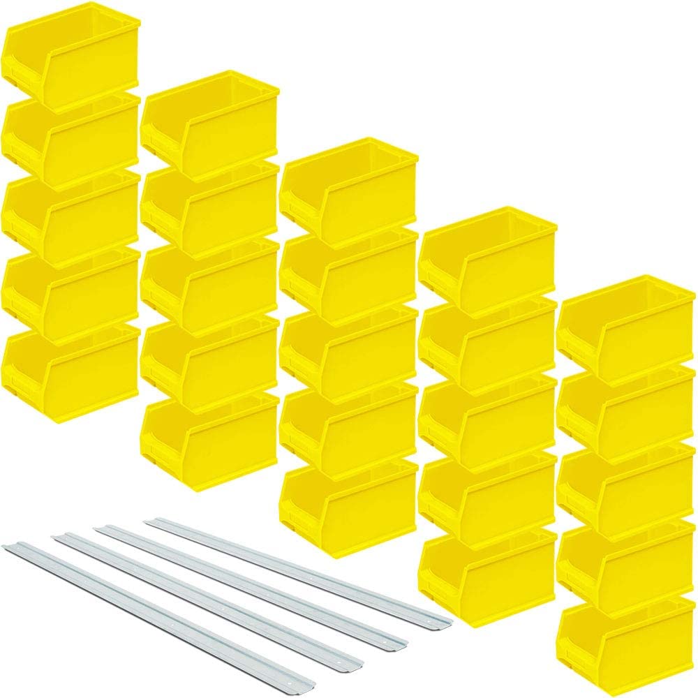 Brb 25 Sichtlagerboxen Profi Lb4, Gelb, Inhalt 2,9 Liter, Lxbxh 235x145x125 Mm, Inkl. 4 Verzinkte Wand-aufhängeschienen L 970 Mm