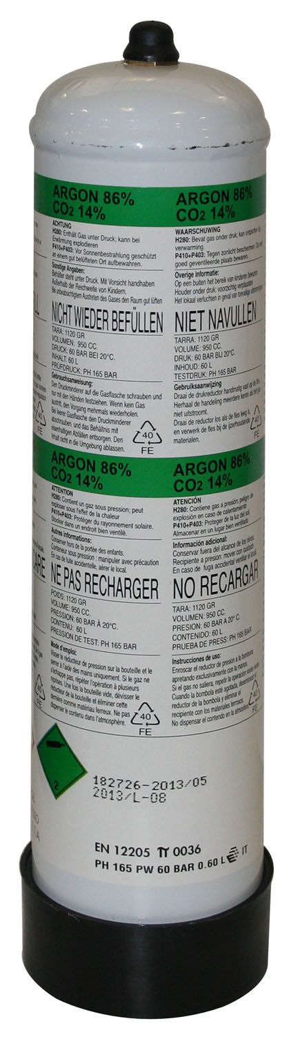 Gaz Argon+co2 Bouteille 1l Seule