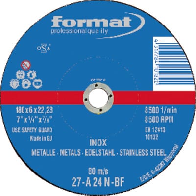 Schruppscheibe gekröpft für V2A 125x6mm