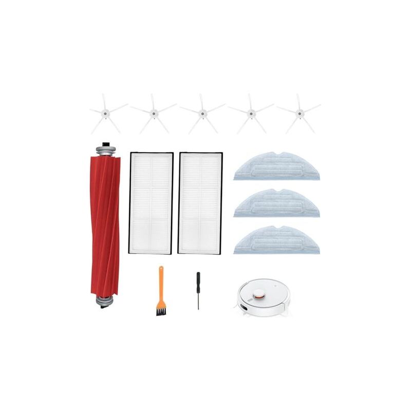 Phenoplastisches Vorderbürsten-ersatzset Für Roborock S7, T8plus, T7s, S7 Maxv Ultra, S8 Pro Ultra Saugroboter, 1 Hauptbürste, 5 Seitenbürsten