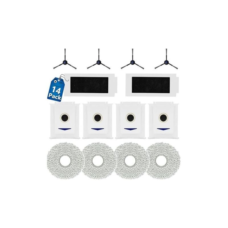 Fenoplastic Set Mit 14 Ersatzteilen, Kompatibel Mit Ecovacs Deebot T30 Omni/ecovacs Deebot T30 Pro Omni, 4 Vorbürsten, 2 Filter, 4 Seitenbürsten, 4 Staubbeutel