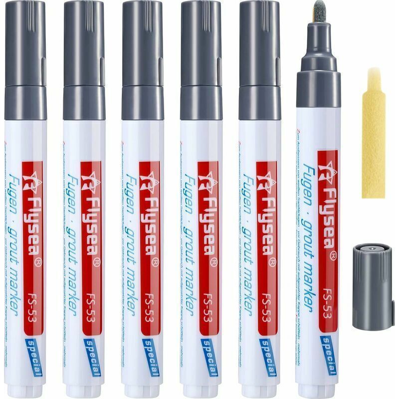 Fliesenreparaturstift – 6 Stück, Dunkelgrau, Für Badezimmerwände Und -böden, Präziser Und Sauberer Marker