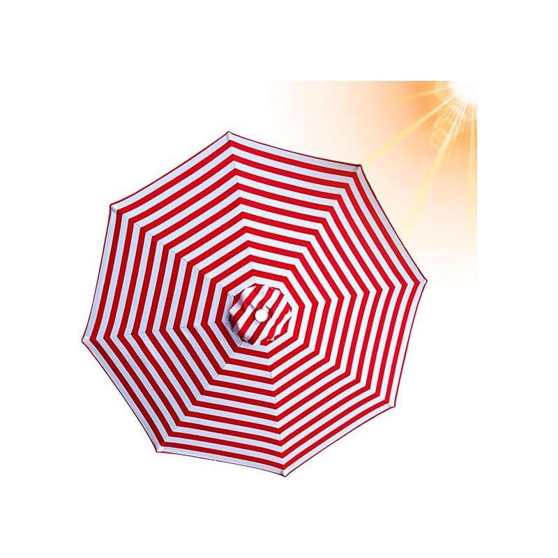 300 Cm Roter Sonnenschirm Für Terrasse Oder Garten, Uv-, Wind- Und Regenbeständig – 8 Stahlstreben, Wasserdichtes Polyestergewebe Für Garten Oder Strand