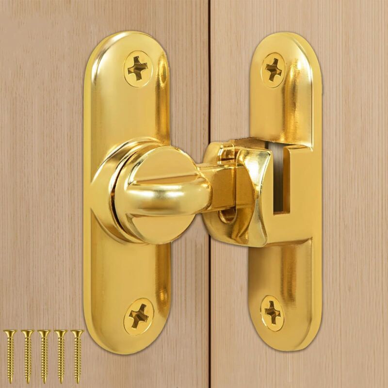 Schiebetürschloss Aus Goldfarbenem Messing – 90°/180°, Für Türen, Fenster, Badezimmer Und Küchen – 1 Stück