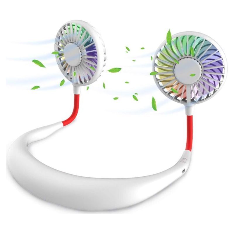 Tragbarer, Kabelloser Nackenventilator, Freihändig Nutzbar, Usb-aufladbar, Zwei Verstellbare Ventilatorköpfe, Leise Und Leicht Fürs Büro