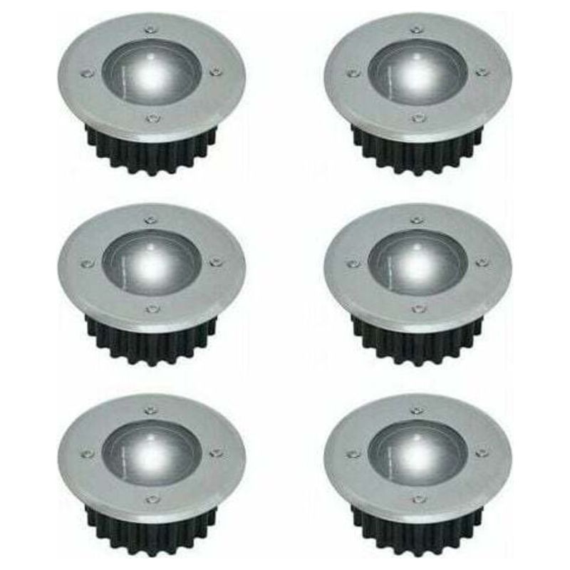 Runde, Eingelassene Solar-led-strahler (85 Mm) – Edelstahl, Wasserdicht, 8 Stunden Akkulaufzeit – 6er-set Für Die Außenbeleuchtung