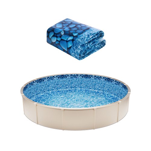 Runde Poolfolie, Φ244x147 Cm, Innenfolie, Ersatzfolie, Innenhülle, Schwimmbadfolie, Folie Aus Vinyl Im Überlappungsstil Mit Standardstärke, Verschleißfest, Für Aufstellpools Mit 137 Cm Wandhöhe