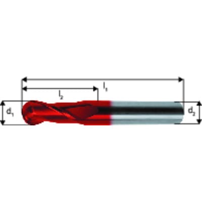 Radiusfräser DIN 6527 VHM FIRE Z2 Schaft HA 12mm