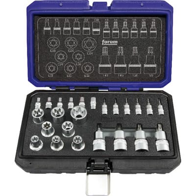 Schraubendreher-Einsatz-Garnitur 1/4"+1/2" für TORX® 24-teilig E4-E24 / T10-T55