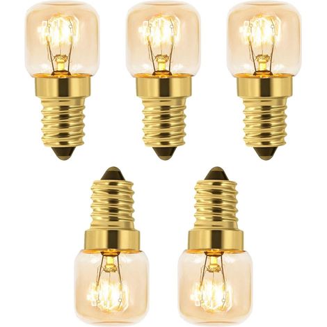 Lot De 5 Ampoule À Sel 15w , Incandescence Blanc Chaud ，ac 230v, Ampoule Four 15w , Pour Four, Frigo, Lampe De Sel, Fours Grill，52.22.2cm