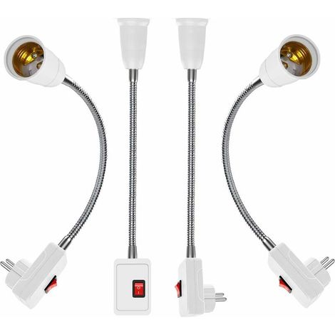 4pcs Porte Lumière De L'Ampoule E27 Eu Applique Murale Led À Brancher Lampe De Travail Avec Interrupteur E27 Adaptateur De Lampe Prise Murale Rallonge Douille E27