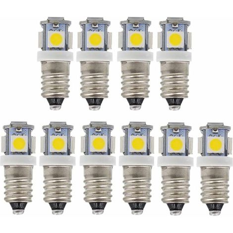 10pcs E10 6v Blanc Froid Ampoules Led 5smd 0,5 W 50lm Les Lamp（blanc Froid）