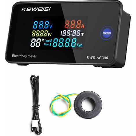 Indicateur De Consommation Électrique Compteur Numérique Intelligent 50-300v Compteur De Courant Et De Tension Kws-ac300-100a Transformateur Fermé
