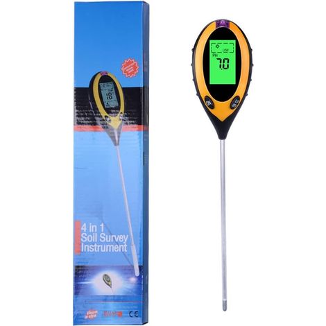 Mètre De Sol 4 En 1, Testeur De Sol Avec Lumière, Ph, Température Et Humidité, Compteur Ph Sol Avec Écran Lcd Compteur De Sol Pour Le Jardin, L'Agriculture Et Les Plantes D'Extérieur