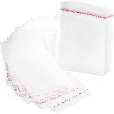 Lot De 100 Sachets Transparents En Cellophane Plastique Avec Fermeture Adhésive 8 X 12 Cm