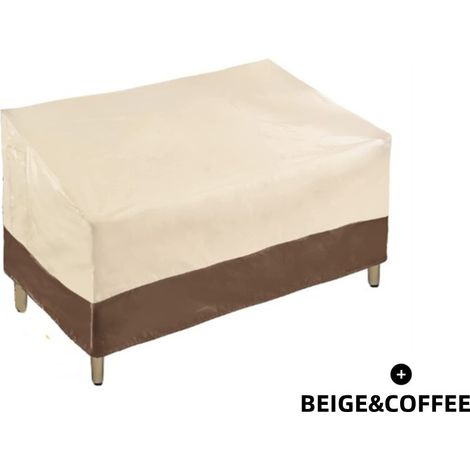 Housse De Canapé 2 Places Robuste Pour Banc De Terrasse, Housse De Canapé D'Extérieur Imperméable, Housses De Meubles De Jardin Avec Grille D'Aération, Petit (standard), Beige Et Marron