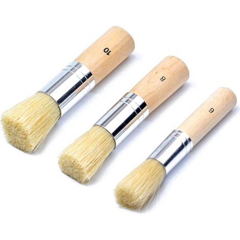 Pinceau Pochoir 3 Pièces Pinceau En Bois Pinceaux À Pochoir En Bois Craft Pinceaux À Pochoirs Pour Aquarelle Peinture À L'Huile 6/8/10