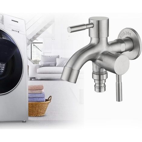 Robinet Double En Acier Inoxydable 304 Avec Vanne De Sortie, Robinet Double De 1,27 Cm, Robinet De Jardin Pour Jardin, Maison Et Industrie