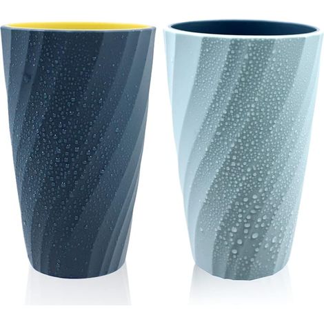 Lot De 2 Gobelets Incassables Pour Salle De Bain, Doux Et Durables, Porte-brosse À Dents (bleu Clair Et Bleu Foncé)