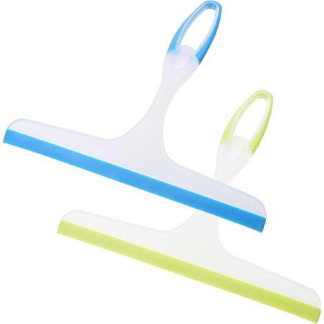 2 Pcs Raclette De Douche En Silicone Raclette,pour Fenêtre Miroir Sol Salle De Bains Verre Voitures Solide Et Incassable 24 21cm (vert + Bleu)