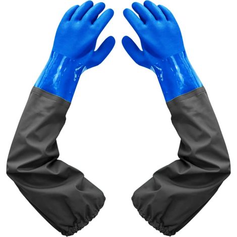 Dépolie Étanche Gants-gants De Nettoyage D'Étang, 26 Inch Doublure Floquante Poignets Élastiques, Pour Industrie Chimique Agriculture Pêche Construction