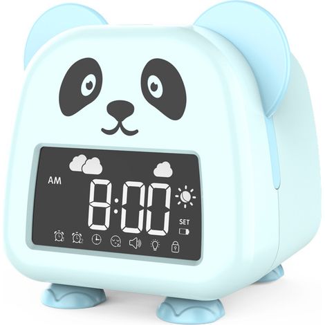 Réveil Pour Enfants, Entraîneur De Sommeil Pour Enfants Avec Veilleuse Intégrée 1200 Mah Batterie Au Lithium Rechargeable, Minuteur De Sieste, Réveil Lumineux Pour Chambre D'Enfants Garçons Filles (bl