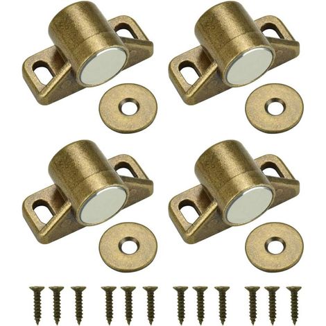 4pcs Aimant Pour Porte Placard Loquet De Porte Magnétique Fermeture De Porte Aimantée Avec 12 Vis Fermeture Magnétique Placard Pour Meuble, Armoire, Cabinet