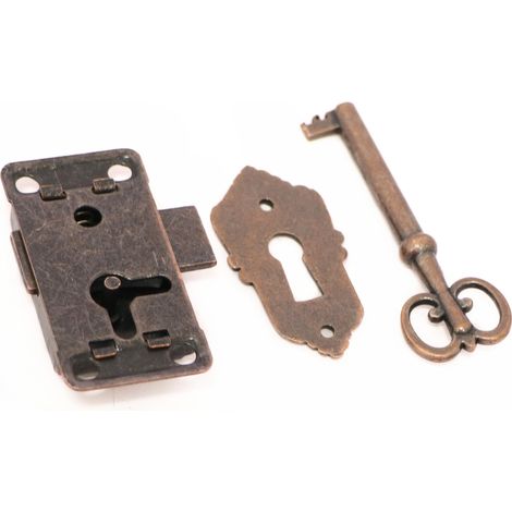 2 Pcs Serrure De Porte D'Armoire Antique Serrure Meubles Verrous Pour Placards Décoratifs Serrure Avec Clé Trou De Serrure Pour Boîte En Bois Bijoux Anciens Maquillage Valise Tiroir De Meubles