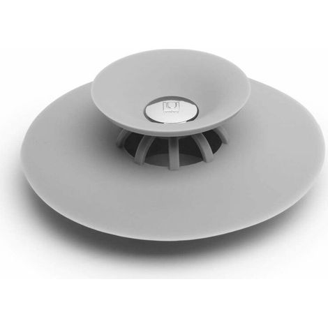 Drain Stop. Bonde De Baignoire Et Douche, Avec Fonction Attrape-cheveux, Coloris Gris 10cm