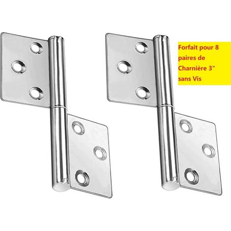 3 Pouce De Drapeau Charnière En Acier Inoxydable Démontable Paumelles De Porte Charnières De Porte Avec Rotation À 360 Degrés Charnieres Meuble Pliable Et Silencieuse 6 Paires