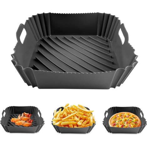 Moule Silicone Air Fryer, Réutilisable Accessoires Pour Friteuse À Air, Carré Panier Friteuse En Silicone, Anti-adhésive Doublures De Pot Pour Airfryer, Micro-ondes, Moule À Gâteau