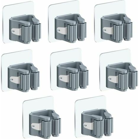 Porte Balai Mural Auto-adhésif Porte Vadrouille Accroche Balai Mural 8 Pièces Sans Perage Pince À Balai Supports De Balai De Vadrouille Pour Cuisine Salle De Bain Jardin(gris)