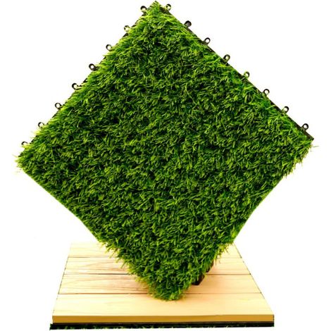 Dalles De Gazon Artificiel De 30 X 30 Cm, Dalles De Gazon Synthétique D'Épaisseur, Tapis Auto-drainant, Pour Intérieur Et Extérieur, Terrasse, Balcon, Jardin