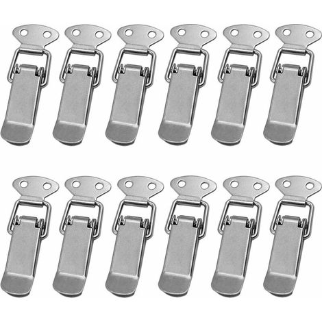 Attache Capot 12 Pièces Fermeture À Levier Moraillon De Porte, Loquet À Ressort Avec Crochet Tiroir Hardware En Acier Inoxydable Fermoir À Bascule Pour Boîte,cas Sans Serrure