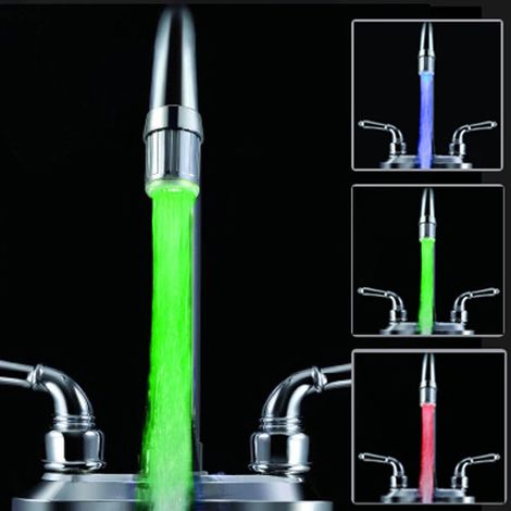 Led Lumière Embout Robinet D'Eau Évier Lavabo Sonde Température Mousseur Faucet
