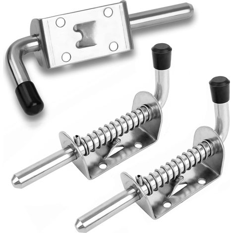 2 Pièces Loquet Ressort Robuste Inox, Boulons À Ressort En Acier Inoxydable, Barrel Bolt Pour Porte De Garage/de Jardin, Placard(10 X 128mm)(argent)