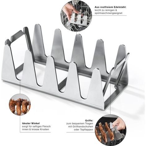 19.59.57cm Accessoires De Grille Support De Cuisson Vertical Pour Côtes, Côtelettes, T-bones, Fiorentine, Ribs Et Légumes. Convient À Tous Les Types De Barbecue Et Four.