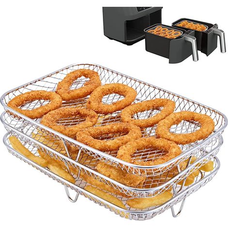 Grille Pour Friteuse À Air Multifonction Trois Couche Empilable Compatible Avec La Ninja Friteuse Sans Huile Dual Zone Foodi [af400eu]/[af300eu], Accessoire Pour Air Fryer