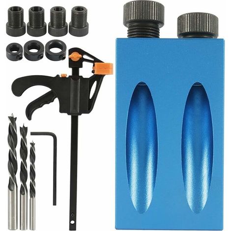 15pièces Gabarit De Percage Oblique Avec Forets 15 ° Positionneur De Menuisier,gabarit De Trou De Poche,guide De Percage Pour Coin À Bois Avec Adaptateur Pour Trou De 6/8/ 10mm