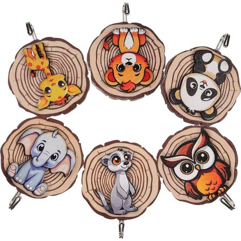Patère En Forme D'Animaux 6 Pièces Patère En Bois Autocollantes Patere Bois Animaux Sans Percage Crochets Muraux Autocollants En Bois Crochet Adhésif Mural Patère Murale