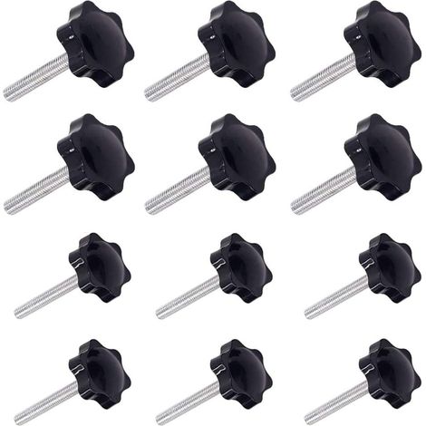 12 Pièces M6 (32 ) × 40mm Et M8 (38 ) × 40mm Poignée De Serrage À Filetage Mâle Gripandles Vis Boutons Poignées Bouton Étoile