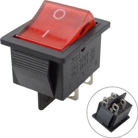 4 Interrupteurs À Bascule À Bascule Lumière Rouge Marche/arrêt (4 Pieds, Rouge)