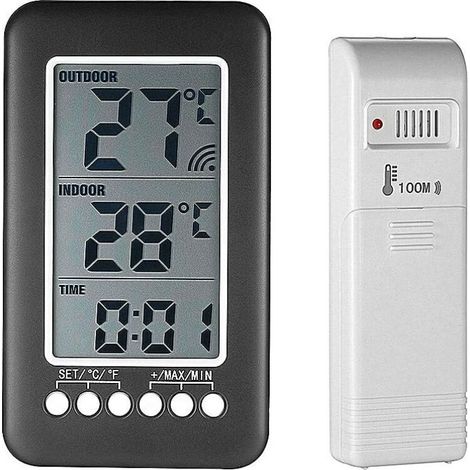Thermomètre Interieur Exterieur Sans Fil Avec Horloge Numérique Station Meteo Sans Fil Avec Capteur Extérieur, Black Friday 2020 Moniteur De Température Affichage Lcd Intelligent ° C / ° F