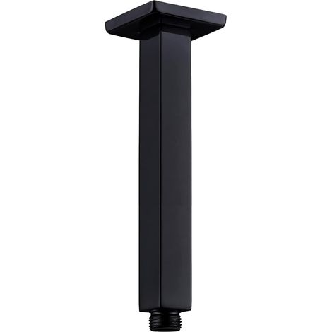 Bras De Douche Noir,bras De Douche Mural 20 Cm Rallonge Douche Carré En Acier Inoxydable Bras De Douche Noir D'Extension Pour Tete De Douche Pluie,finition En Peinture Noire