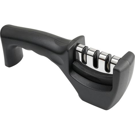 Aiguiseur À 3 Phases - Pour Couteaux De Cuisine - Résultat Professionnel/design Ergonomique - Pierre Céramique/carbure Tungstène/diamant - Finition Noire/chromée