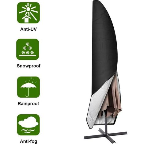 Accessoire Pour Parasol Couverture Pour Parasol, 265cm Jardin Parasol Couverture/housse De Protection Pour Parasol Oxford Étanche, Noir