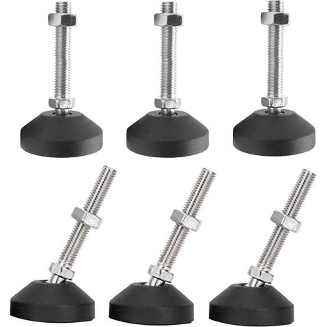 Paquet De 6 Pieds Réglables Universels En Silicone D40 M8 50 M8 Base Pivotante Articulé En Nylon Filetée Patins De Glissement Pieds De Table