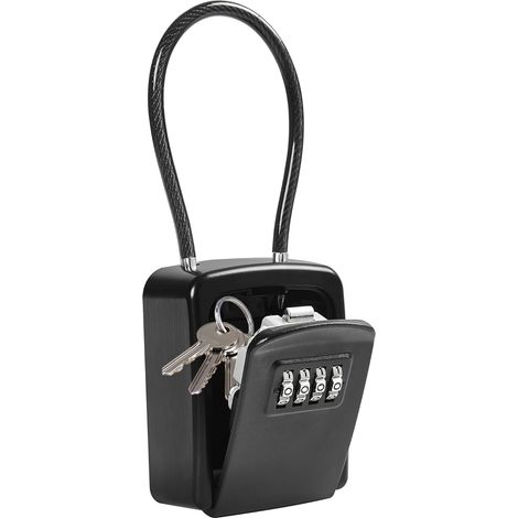 Boite A Clefs À Code Suspendu, Boîte À Clés Portable En Câble Métallique, Boite A Clé Avec Code 4 Chiffes, Boite A Clef De Sécurité Externe Étanche, Boîte À Clés Sans Installation, Capacité De 5 Clés